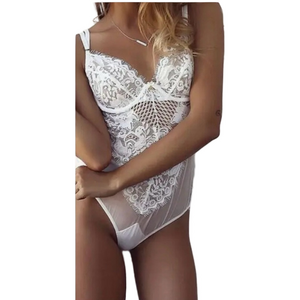 Floral Lace Sleeveless Stretch Bodysuit Lingerie